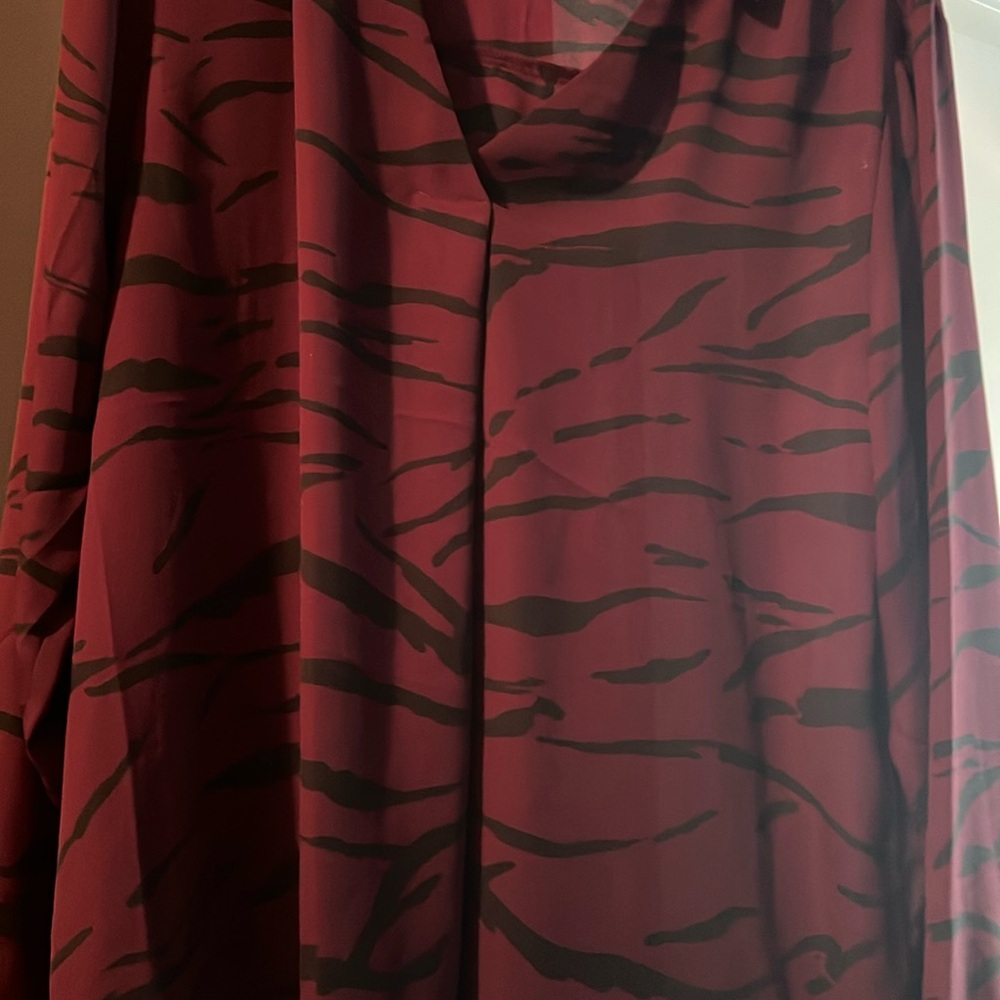 Maurice’s burgandy animal striped shirt